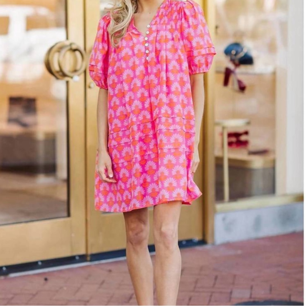 NEW J.MARIE the cassidy v-neck button dress in pink no tags